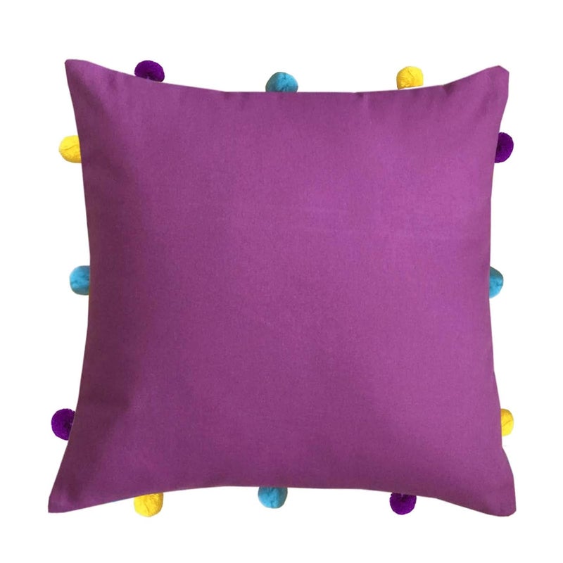 Lushomes Cushion Cover 12x12 Boho Cushion Covers Sofa Pillow Cover Cushion Covers with Tassels Cushion Cover with pom pom 12x12 Inches Set of 5 Lilac - Image 2
