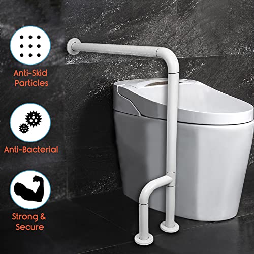 KosmoCare Stainless Steel Standing Grab Bar with Anti-Slip Nylon Grip & Floor Support, Wall Mounted Fixed Grab Bar for Bathroom | Grab Bars for Toilet Senior Citizens | Toilet Grab bar for Elderly - Image 2