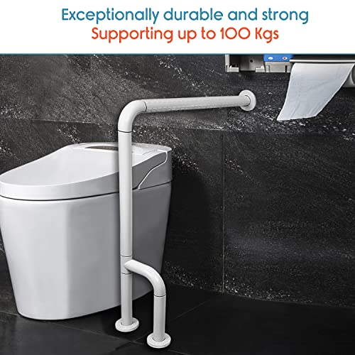 KosmoCare Stainless Steel Standing Grab Bar with Anti-Slip Nylon Grip & Floor Support, Wall Mounted Fixed Grab Bar for Bathroom | Grab Bars for Toilet Senior Citizens | Toilet Grab bar for Elderly - Image 5