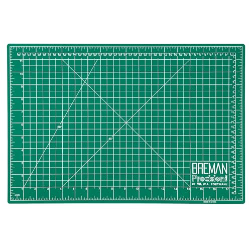 Breman Precision 12x18 Inch Self Healing Cutting Mat - 2-Sided 5-Ply PVC Green/Black Cutting Mats for Crafts, Sewing, Quilting and DIY Projects - Durable and Non-Slip Design with Precise Grid Lines - Image 1