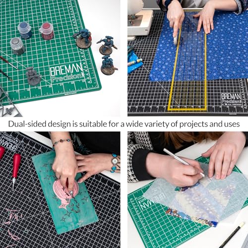 Breman Precision 12x18 Inch Self Healing Cutting Mat - 2-Sided 5-Ply PVC Green/Black Cutting Mats for Crafts, Sewing, Quilting and DIY Projects - Durable and Non-Slip Design with Precise Grid Lines - Image 4
