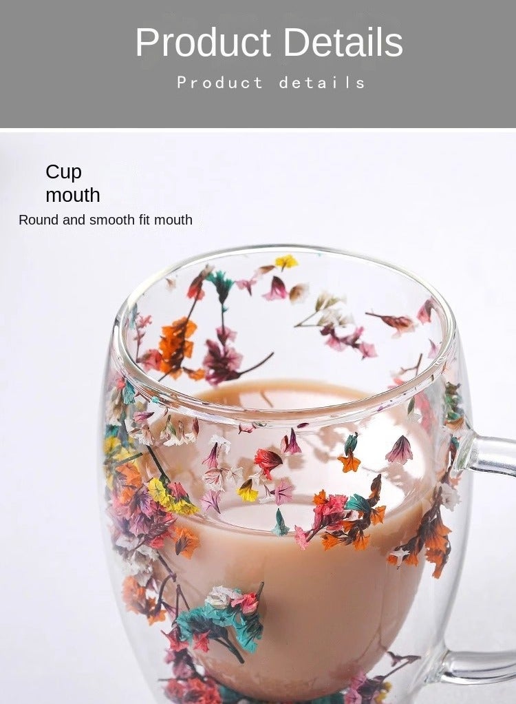 إيفرين كوب قهوة زجاجي مزدوج الطبقات، سعة 350 مل، كوب ماء شفاف للشاي والكابتشينو والإسبريسو واللاتيه، أكواب المشروبات الساخنة، هدية عيد ميلاد للنساء - Image 4