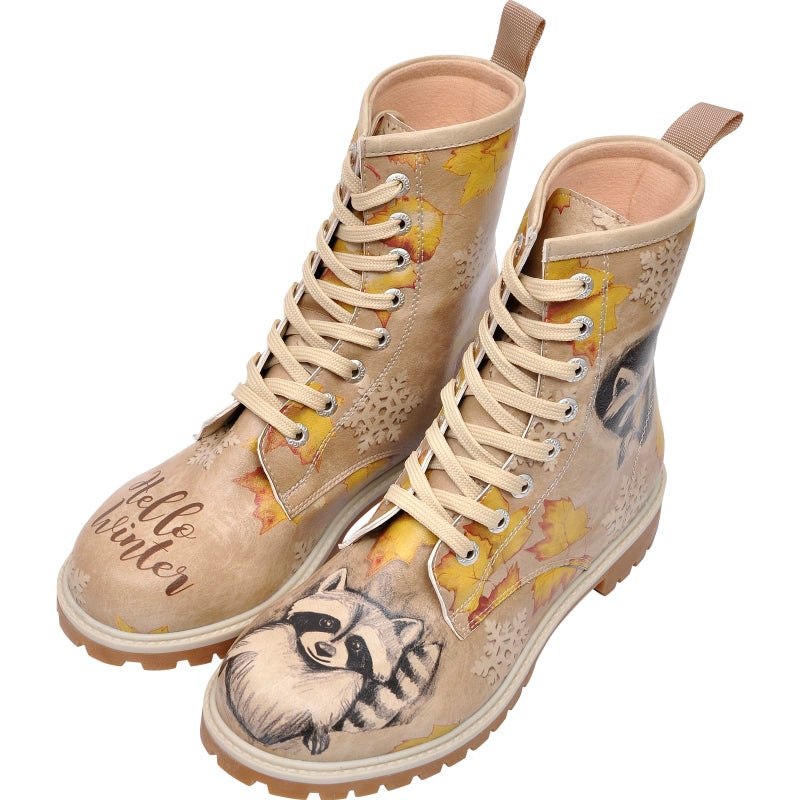 DOGO Long Boots for Women â€“ Vegan Leather and Unique Design Womens Winter Boots, Raccoon - Image 2