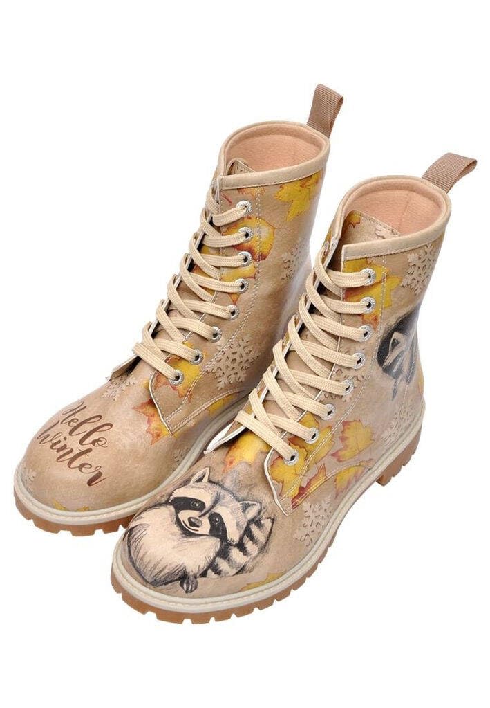 DOGO Long Boots for Women â€“ Vegan Leather and Unique Design Womens Winter Boots, Raccoon - Image 1