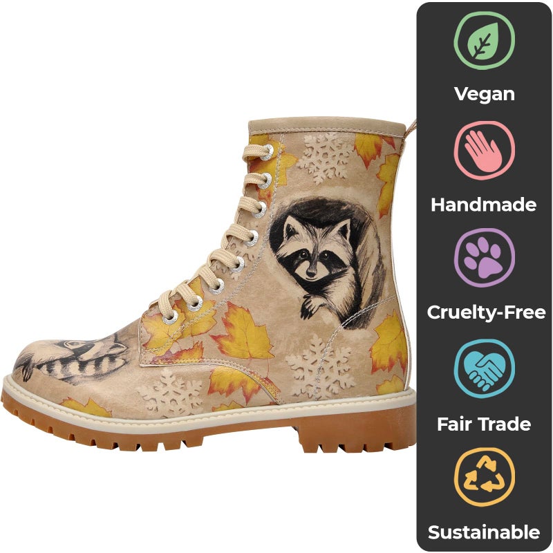 DOGO Long Boots for Women â€“ Vegan Leather and Unique Design Womens Winter Boots, Raccoon - Image 4