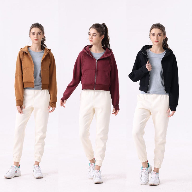 Women's Breathable Cotton Full-Zip Hooded Jacket for Yoga and Workouts, Relaxed Fit Long Sleeve - Image 2