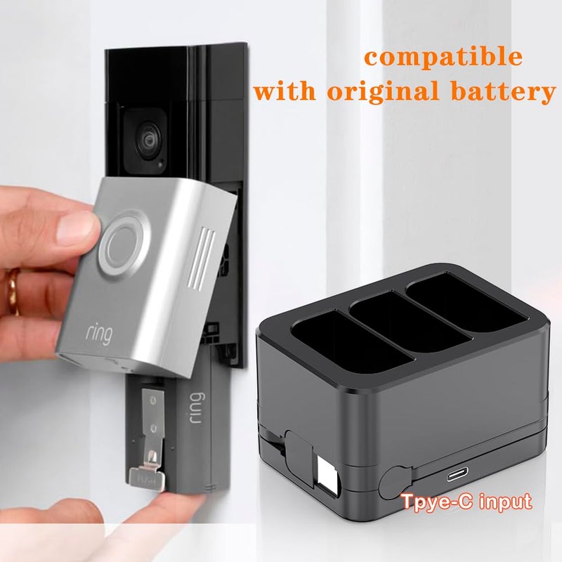 LIFEMOI 3-Slot Charger/Charging Dock, Suitable for Ring doorbells and Camera Batteries,with LED Display,Compatible with Video Doorbell 2/3/4/3Plus/Spotlight Cam/Peephole Cam - Image 5