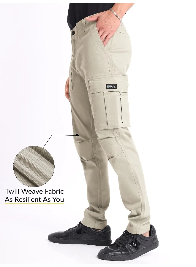 Beyoung Cream Signature Cargo Pants