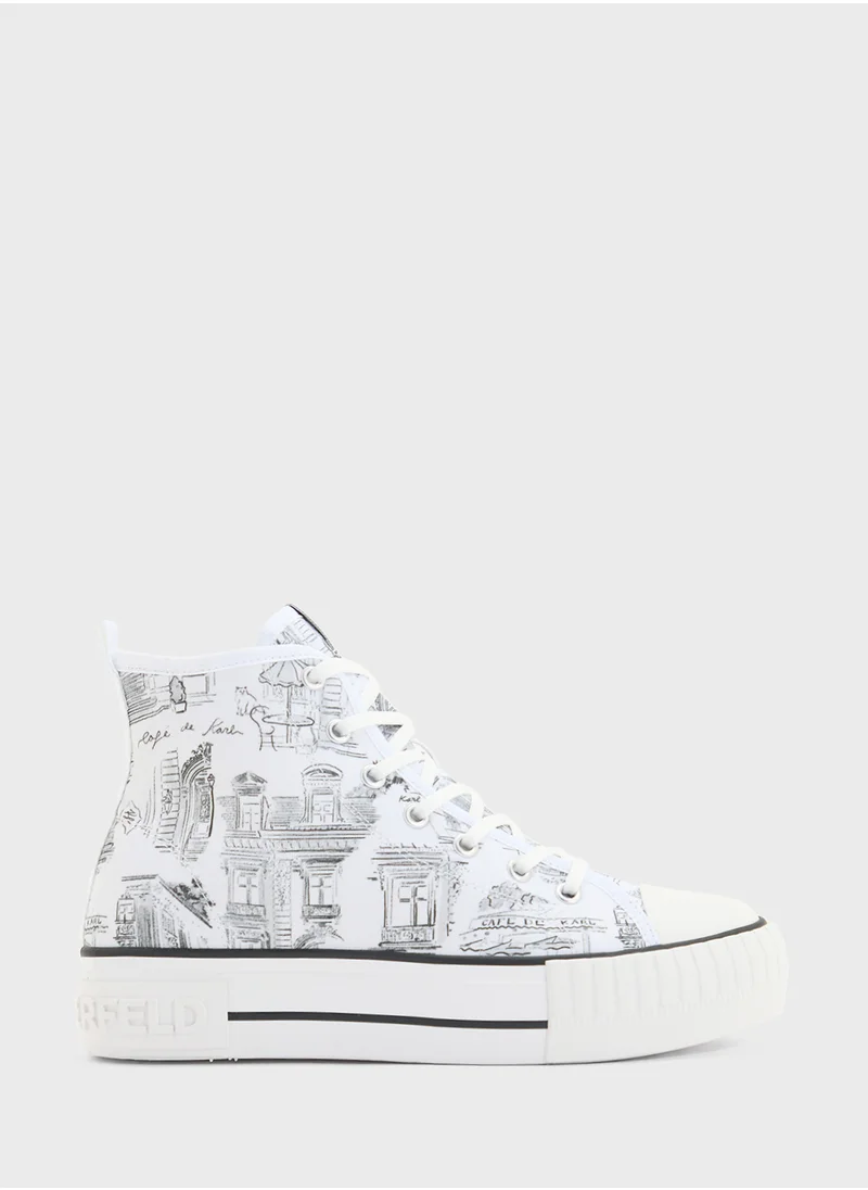 كارل لاغرفيلد Kampus Max  Jorge Parra Print High Top Lace Up  Sneakers