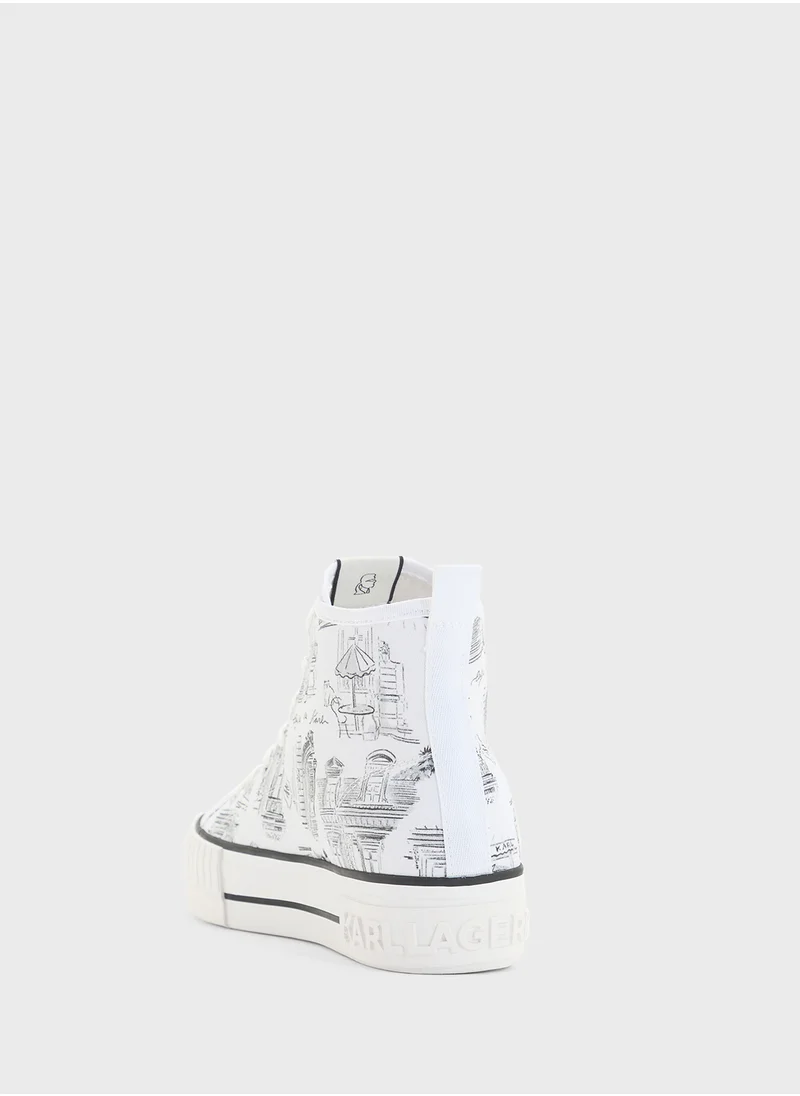 كارل لاغرفيلد Kampus Max  Jorge Parra Print High Top Lace Up  Sneakers