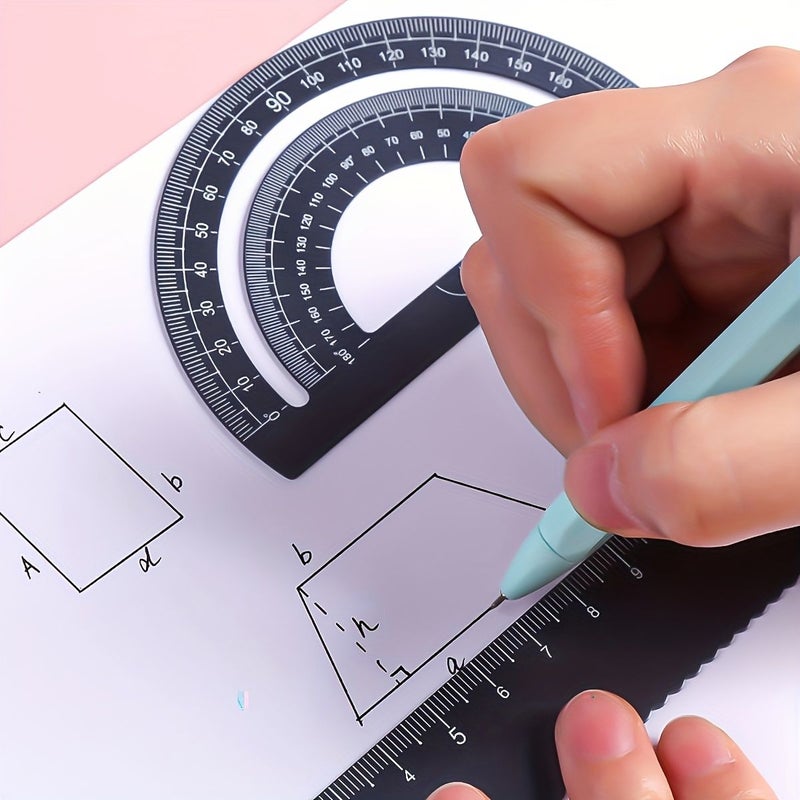 Black 4Pcs Aluminum Alloy Ruler Set for Study Office Work and Drawing - Image 1
