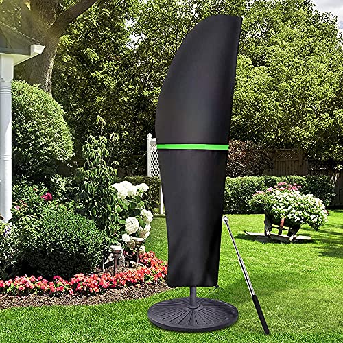 GEMITTO Patio Umbrella Cover, Waterproof Outdoor Offset Market Umbrella Parasol Covers with Zipper & Rod, for 9-13ft Cantilever Umbrellas, Anti-UV Rain Wind Dust(420D Cantilever Umbrella Cover), Black - Image 1