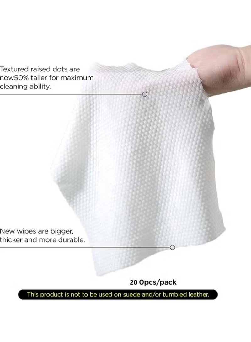 20 Pack Quick Wipes，Shoe Sneaker Wipes Cleaner，Shoe Cleaning Wipe, Disposable Travel Portable Removes Dirt, Stains, Natural（Individually Wrapped） - Image 3