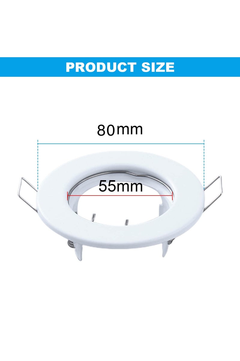 GNAFOTU Set of 6 Recessed Light Frames,Round White Metal Frame for Recessed Ceiling Lights,Mounting Frames in Aluminium (LED/Halogen/GU10/MR16/PAR16/50 mm) - Image 4