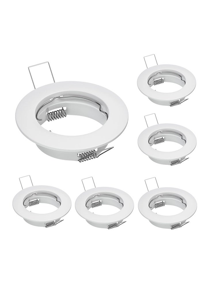 GNAFOTU Set of 6 Recessed Light Frames,Round White Metal Frame for Recessed Ceiling Lights,Mounting Frames in Aluminium (LED/Halogen/GU10/MR16/PAR16/50 mm) - Image 1