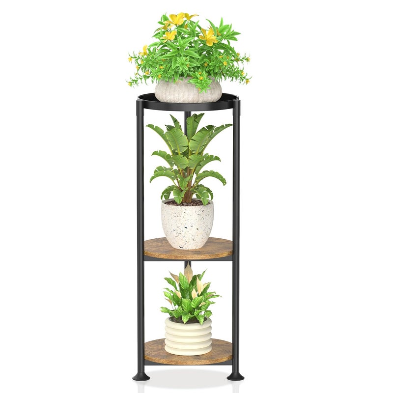 KMOTASUO حامل نباتات معدني مرتفع 3 طبقات بارتفاع 35 بوصة لحاملات الأواني الداخلية والخارجية مقاوم للصدأ لعرض الزهور في الزاوية أو الفناء أو الحديقة أو الشرفة أو غرفة المعيشة