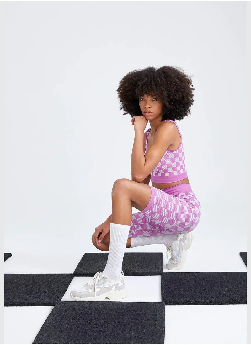 ديفاكتو Checkers Print Crop Leggings