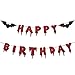 Photken Red Glittery Happy Birthday Halloween Banner Halloween Hanging Paper Garland Bunting Banner Bloody Bat Vampire Decorations Photo Backdrop for Wall Home Mantle Office Wall Scary Party Supplies - Image 4