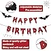 Photken Red Glittery Happy Birthday Halloween Banner Halloween Hanging Paper Garland Bunting Banner Bloody Bat Vampire Decorations Photo Backdrop for Wall Home Mantle Office Wall Scary Party Supplies - Image 2