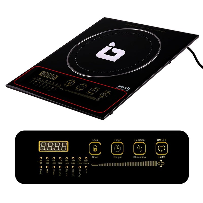 iBELL CROWN200Y Premium Induction Cooktop 2200 Watt, 2 Year Warranty, Crystal Glass Top, Big Size, Touch Buttons, 8 Cooking Modes, Auto Shut Off, Over Heat Protection (Black) - Image 3
