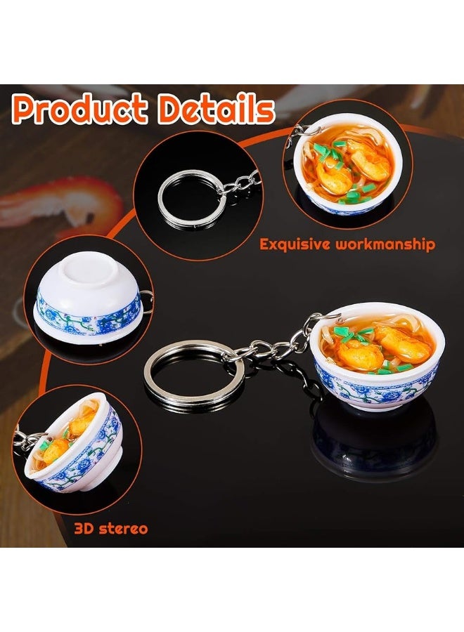 Hicarer Hicarer 10 Pieces Mini Toy Food Keychain PVC Simulation Flower Bowl Noodle Keychain Creative Cute Delicious Food Keychain Kitchen Dollhouse Accessories School Bag Key Pendant Accessories - Image 1