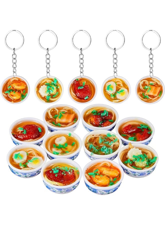 Hicarer Hicarer 10 Pieces Mini Toy Food Keychain PVC Simulation Flower Bowl Noodle Keychain Creative Cute Delicious Food Keychain Kitchen Dollhouse Accessories School Bag Key Pendant Accessories - Image 4