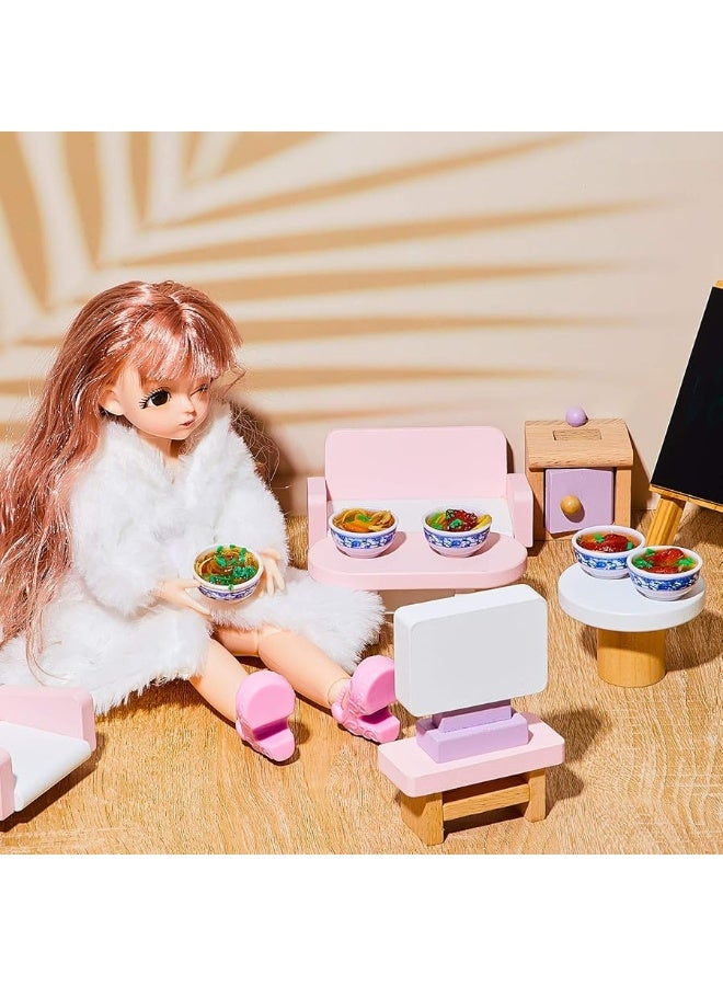 Hicarer Hicarer 10 Pieces Mini Toy Food Keychain PVC Simulation Flower Bowl Noodle Keychain Creative Cute Delicious Food Keychain Kitchen Dollhouse Accessories School Bag Key Pendant Accessories - Image 2