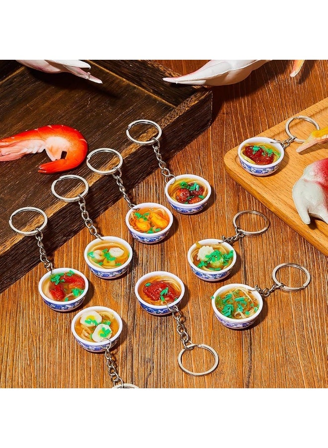 Hicarer Hicarer 10 Pieces Mini Toy Food Keychain PVC Simulation Flower Bowl Noodle Keychain Creative Cute Delicious Food Keychain Kitchen Dollhouse Accessories School Bag Key Pendant Accessories - Image 5