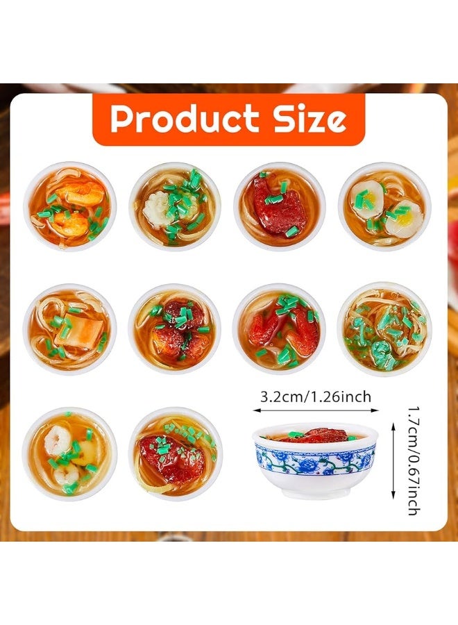 Hicarer Hicarer 10 Pieces Mini Toy Food Keychain PVC Simulation Flower Bowl Noodle Keychain Creative Cute Delicious Food Keychain Kitchen Dollhouse Accessories School Bag Key Pendant Accessories - Image 3