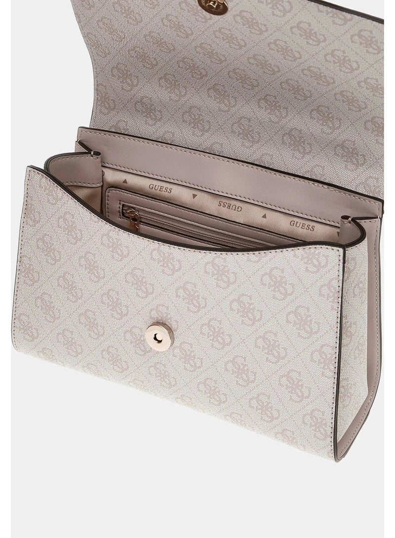 Guess Women’s Monogram Top Handle Bag – Beige - Image 4