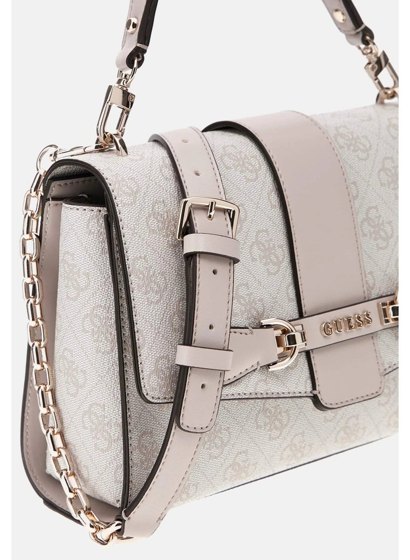Guess Women’s Monogram Top Handle Bag – Beige - Image 3