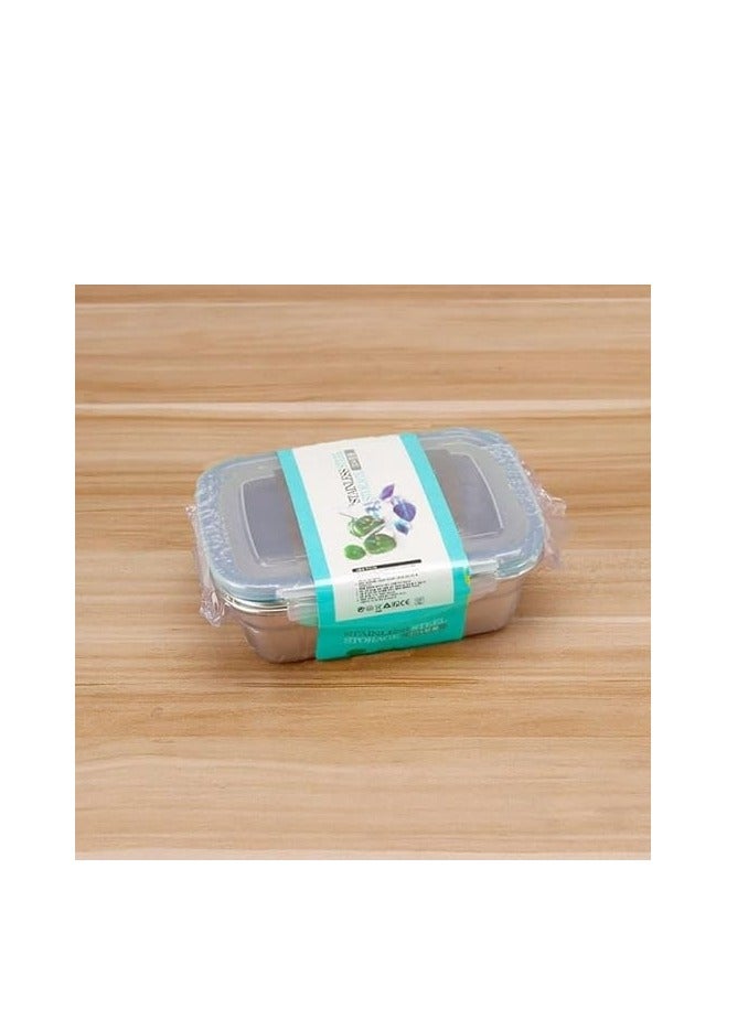 علبة ثلاجة من الستانلس ستيل بغطاء محكم – سعة كبيرة 550 مل - Image 3