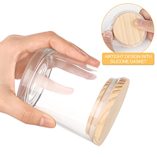 SHOWIN Thick Candle Jars for Making Candles 12 Pcs, 7 OZ Empty Jars with Wood Lids for Candle Making, Sample Container, Clear - Image 3