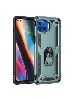HuHa Case Cover For For Motorola Moto G 5G Plus Shockproof TPU + PC Protective Case with 360 Degree Rotating Holder(Dark Green) 
