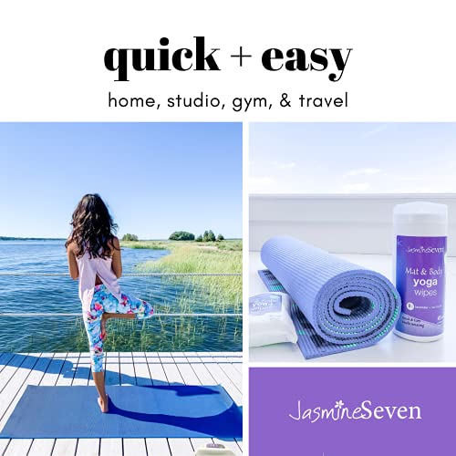 JasmineSeven Yoga Wipes for Body and Mat - Natural Lavender and Tea Tree - 45 Wipes in Resealable Canister - by Jasmine Seven - for Home, Studio, Gym, Spa - Image 3