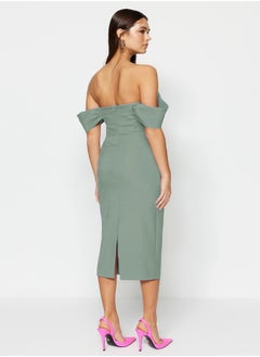 trendyol Mint Body-Sit Corset Detailed Woven Elegant Evening Dress TPRSS22EL00097  - Image 5