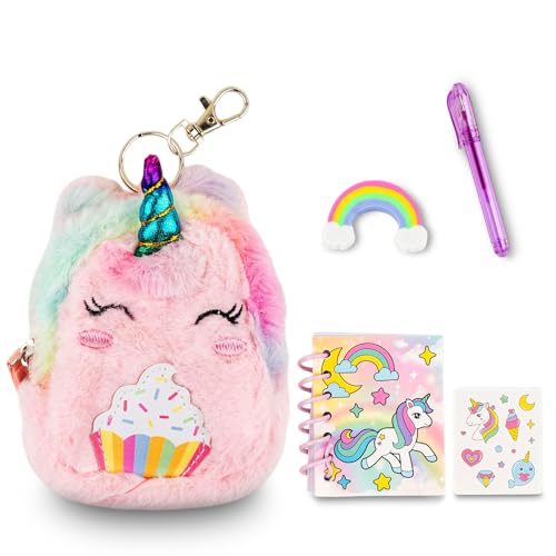 VOTUM Unicorn Keychain Charm for Backpacks, Purses, Handbags, Car Keys with Stationery Set - Includes Mini Notebook, Gel Pen, Eraser, Stickers - Portable & Fun Gift for Tweens Ages 8+ - Image 1
