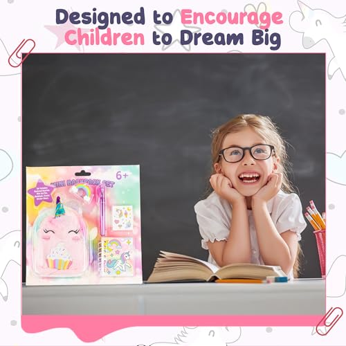 VOTUM Unicorn Keychain Charm for Backpacks, Purses, Handbags, Car Keys with Stationery Set - Includes Mini Notebook, Gel Pen, Eraser, Stickers - Portable & Fun Gift for Tweens Ages 8+ - Image 3