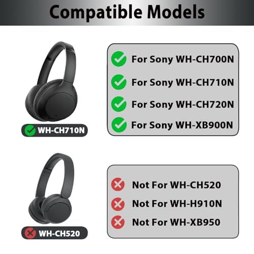 Adhiper WHCH710N Replacement Ear Pads Upgrade Cooling Gel Earpads for Sony WHCH700N WHCH710N WHCH720N Wireless Headphones Ear Pads Cushions with Soft Memory FoamBlack - Image 3