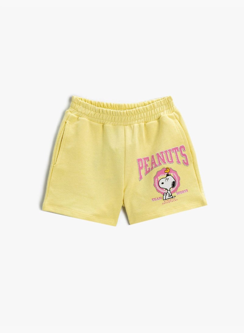 KOTON Snoopy Printed Shorts Licensed Elastic Waist Cotton - Image 1