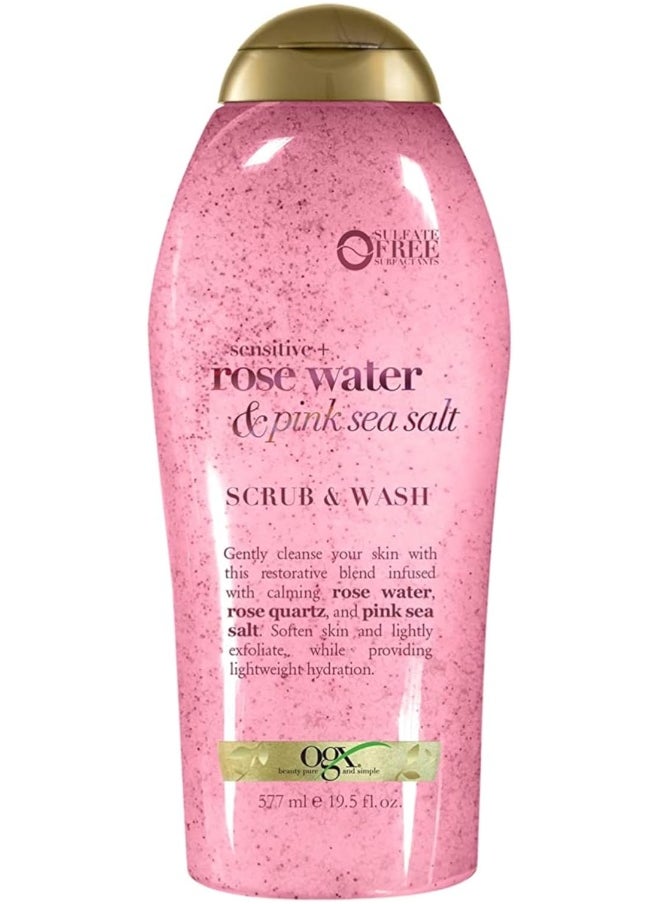 Ogx - Pink Sea Salt & Rosewater Gentle Soothing Body Scrub, 19.5 Ounce - Image 1