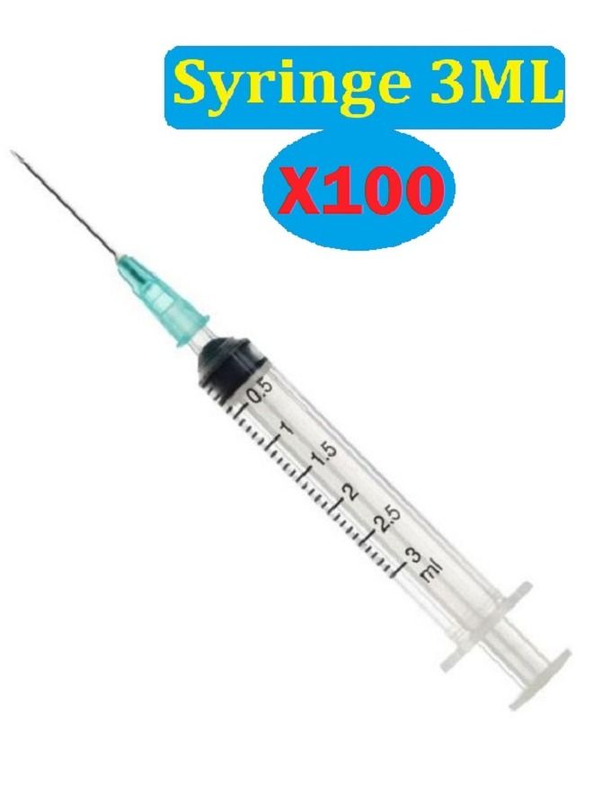 Generic Pack Of 100 Medical Disposable Syringe 3ML With Needle  - Image 1