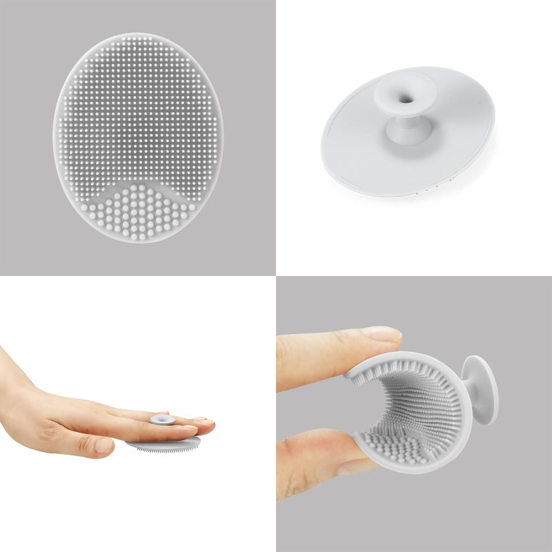 PandaEar Baby Bath Rinse Cup, Silicone Baby Shampoo Rinser with 2 Pack Cradle Cap Brush for Kids Toddler Body Washing (Grey) - Image 4