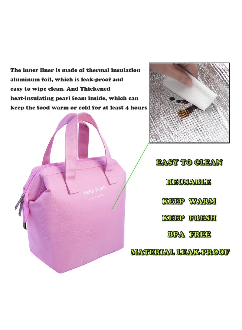 Pink Reusable Insulated Lunch Bag Stylish Bento Lunch Bag Water-resistant Lunch Tote Bag Lunch Box Containers for Women Men Adults Work Picnic  - Image 3