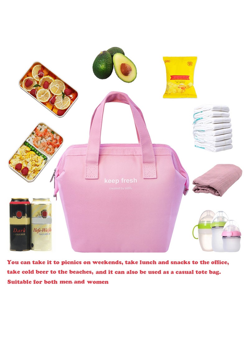 Pink Reusable Insulated Lunch Bag Stylish Bento Lunch Bag Water-resistant Lunch Tote Bag Lunch Box Containers for Women Men Adults Work Picnic  - Image 4