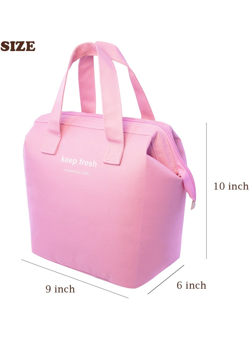 Pink Reusable Insulated Lunch Bag Stylish Bento Lunch Bag Water-resistant Lunch Tote Bag Lunch Box Containers for Women Men Adults Work Picnic  - Image 5