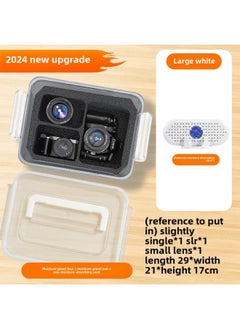 Generic Camera Moisture-proof Box Lens Shock-proof Box SLR Micro Single Digital Storage Box Portable Waterproof Protective Cover Photography Accessories-Color:(large Transparent White) + Camera Mat + Moisture Absorption Card  - Image 1