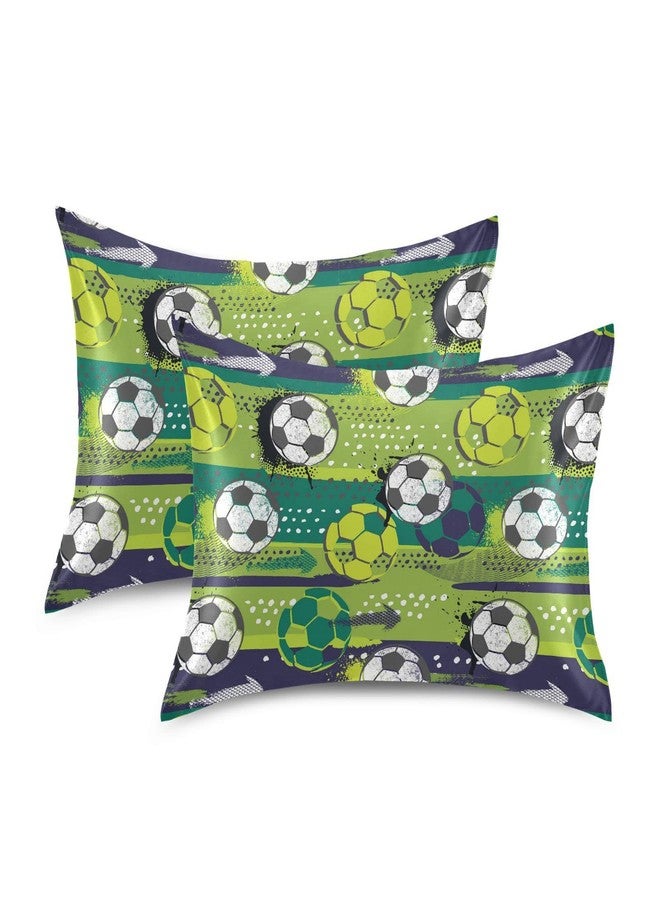 KOPIRIT Soccer Ball Pillow Covers Silk Pillowcase for Hair and Skin Soft Breathable Smooth Cooling Satin Pillowcase Standard Size Pillow Case for Hot Sleepers Bed Women Boys Girls (20x26 Inch) - Image 2