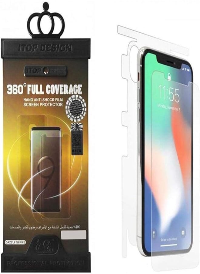 Itop - Apple iPhone XR 360 Full Cover Nano Anti-Shock Film Screen Protector - Clear - Image 1