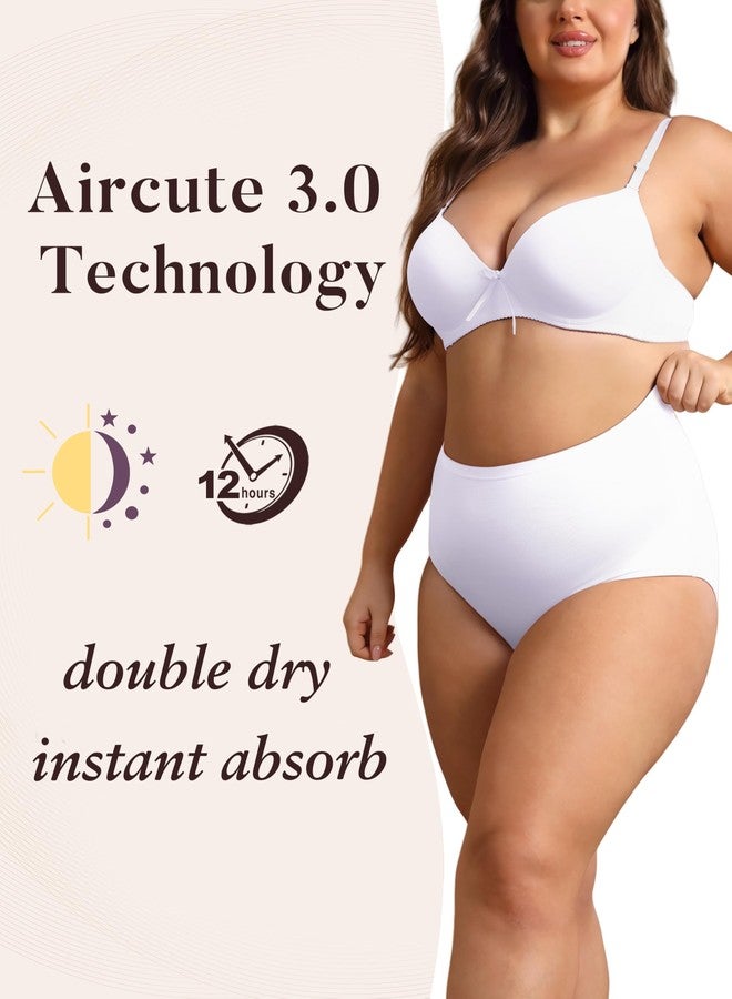 AIRCUTE سراويل داخلية واقية من سلس البول قابلة للغسل من AIRCUTE للنساء، مانعة للتسرب، ماصة، قابلة لإعادة الاستخدام، 60 مل، عبوة واحدة (أبيض، كبير) - Image 3